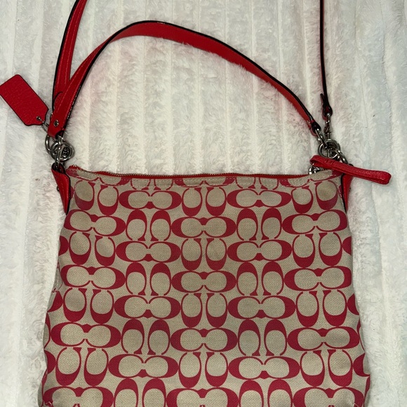 Coach Red and Tan Shoulder Bag - Picture 3 of 6